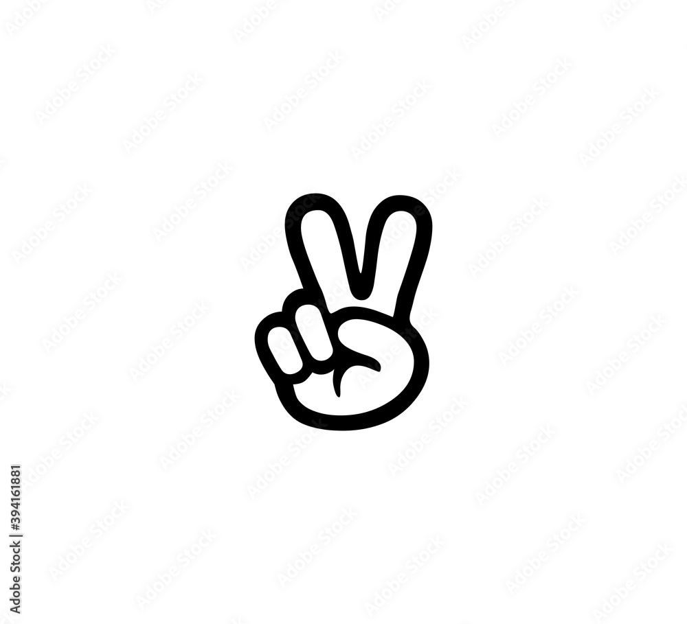 Victory hand emoji gesture vector isolated icon illustration ...