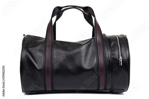 black bag for men made of genuine leather close up