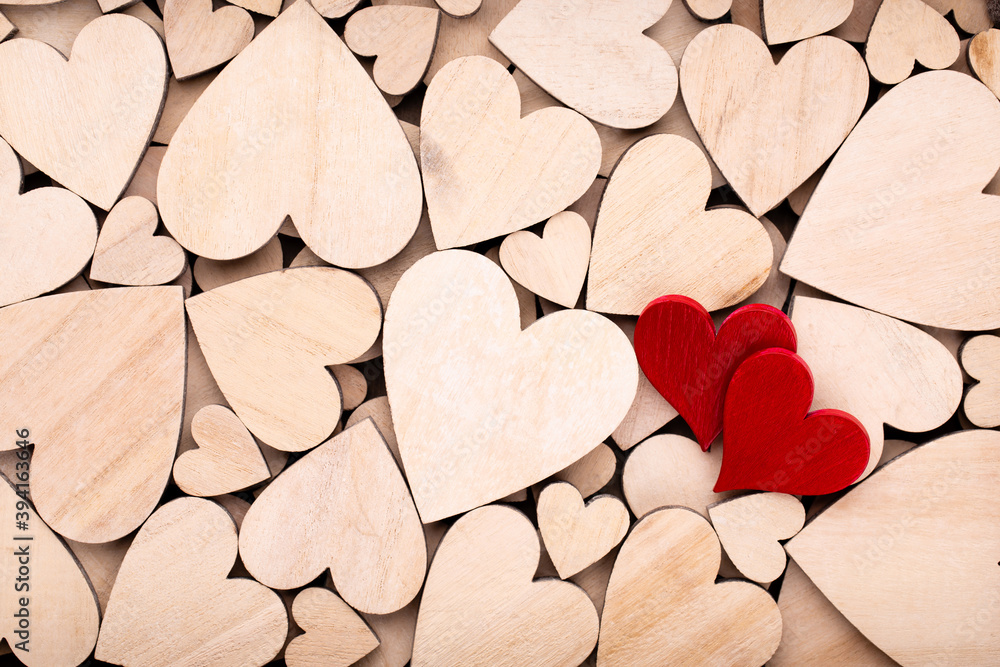 Red heart, valentine day greeting card. Wooden hearts background. Red heart, valentine day greeting card. Wooden hearts background.