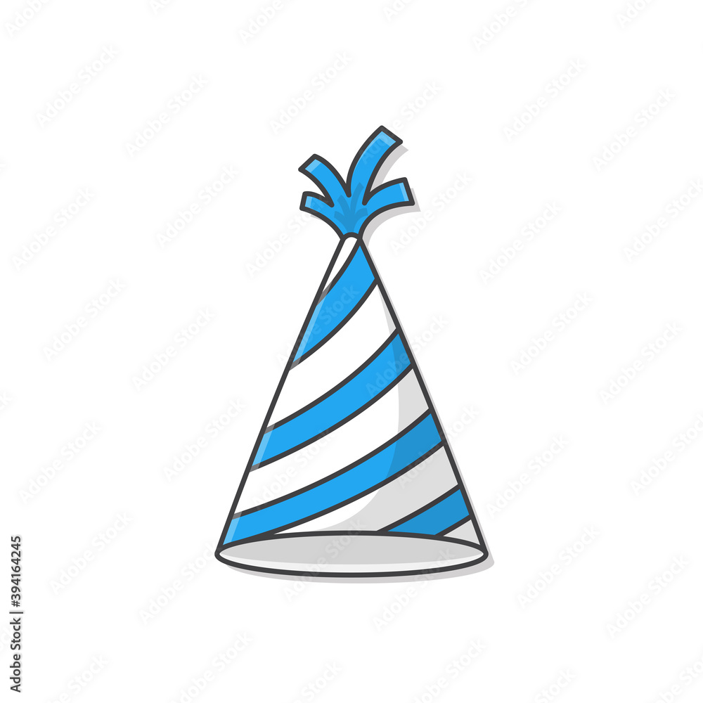 Blue Party Hat Vector Icon Illustration. Festive Cone For Birthday, Party, Or New Year. Hat Flat Icon Blue Party Hat Vector Icon Illustration. Festive Cone For Birthday, Party, Or New Year. Hat Flat Icon