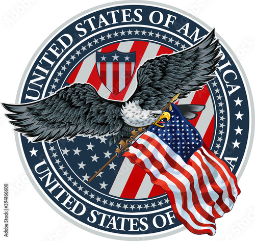 American eagle with USA flags