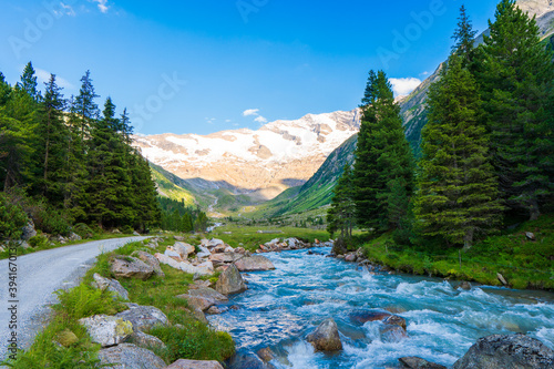 Gorgeous nature of the krimml Valley in summer. It is a valley of the austrian Alps, of Dreiherrnspitze on glacier obersulzbachkees, Hohe Tauern Austrian Alps, Europe photo