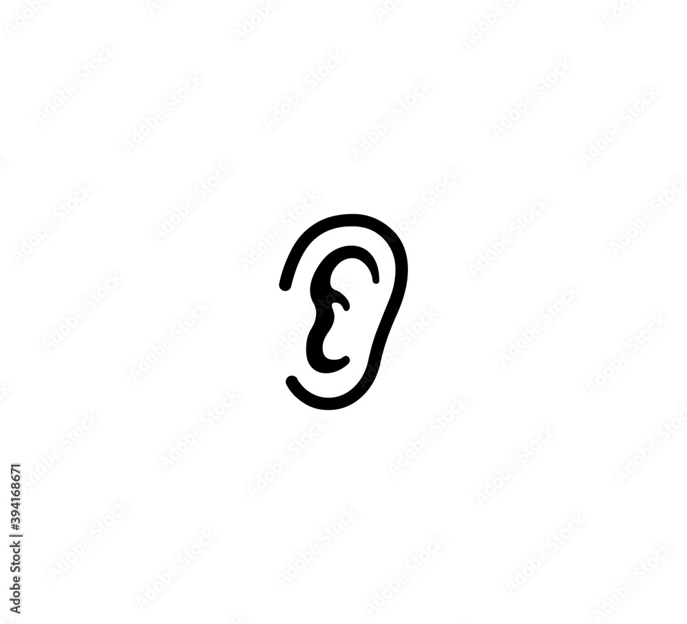 Naklejka premium Human ear vector isolated icon illustration. Ear icon