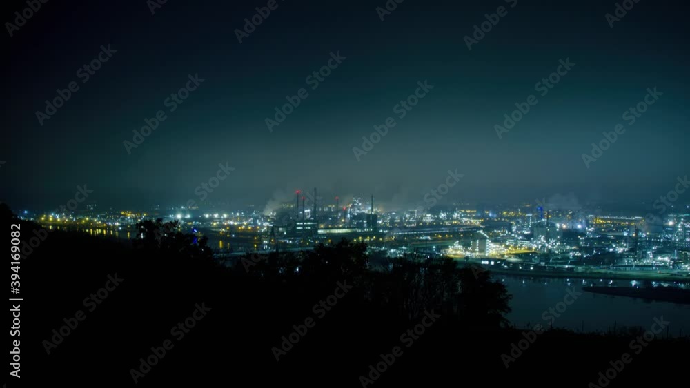 Night timelapse shot of giant industry complex in Linz Night timelapse shot of giant industry complex in Linz