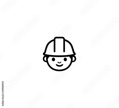 Worker with helmet vector isolated icon illustration. Worker icon