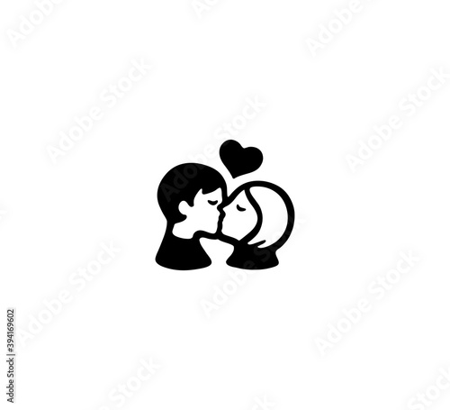 Kissing couple vector isolated icon illustration. Kissing couple icon