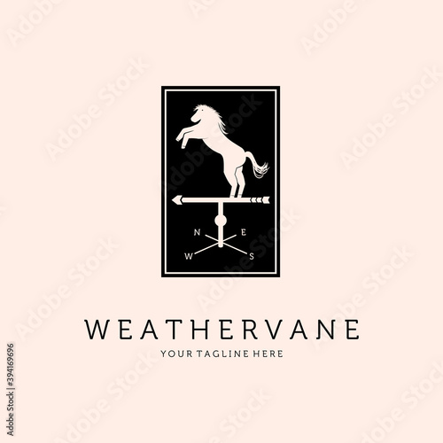Horse Windvane or Weathervane Logo Vector Template Illustration Design, Stallion Vintage Emblem Design