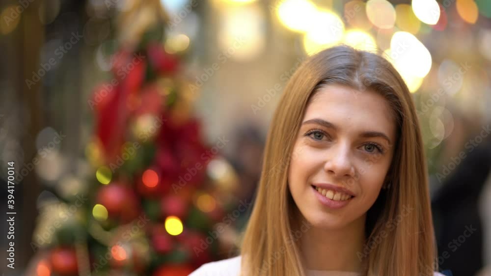 Beautiful girl on the background of the new year holiday Beautiful girl on the background of the new year holiday