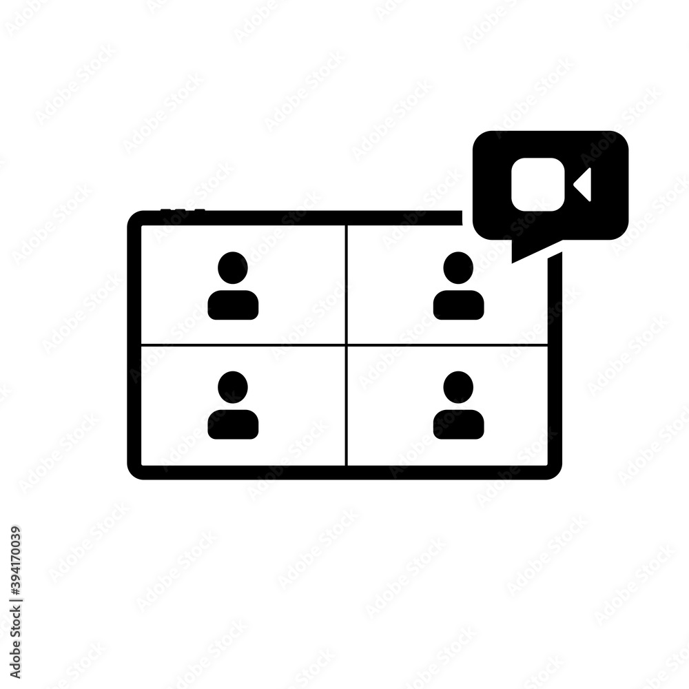 Video call vector icon with four users. Video call vector icon with four users.