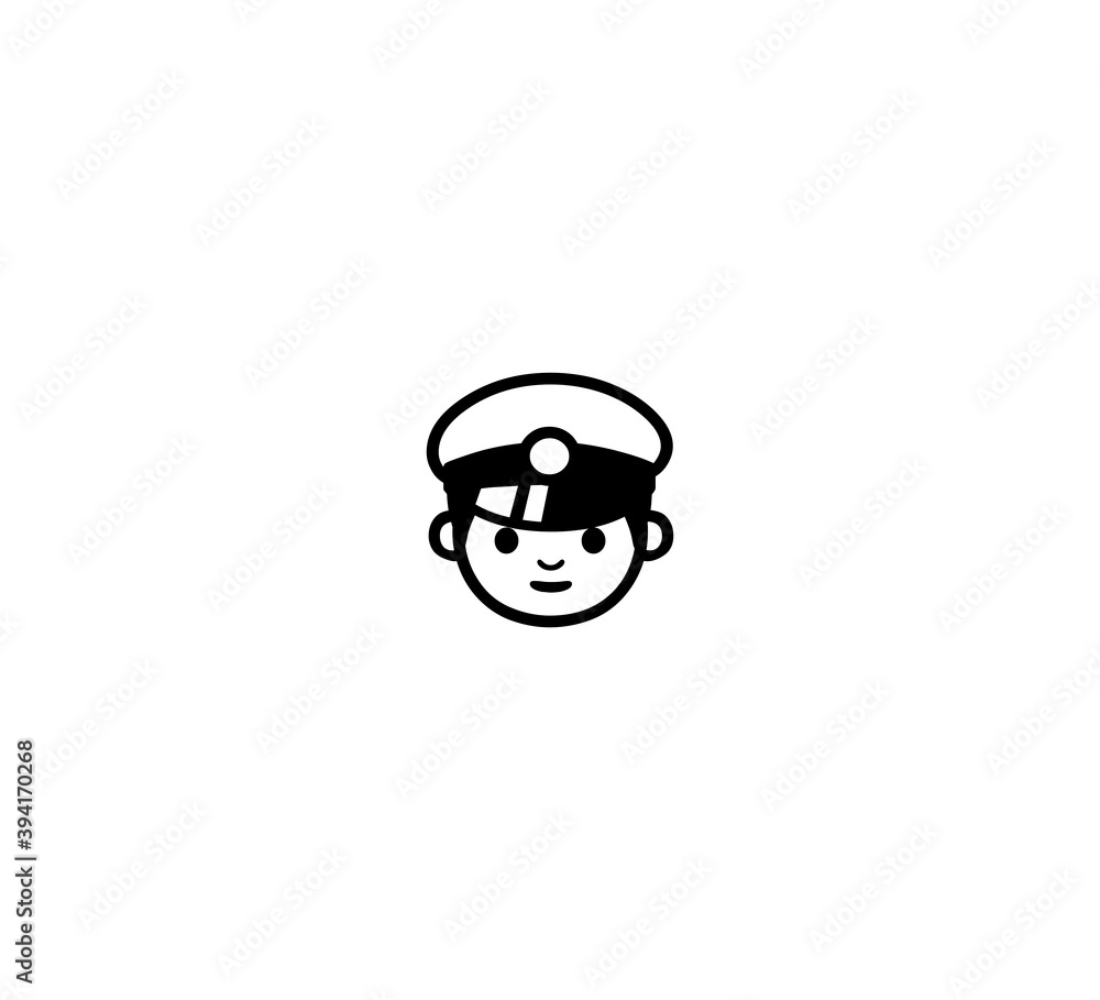 Police officer face vector isolated icon illustration. Police officer icon Police officer face vector isolated icon illustration. Police officer icon