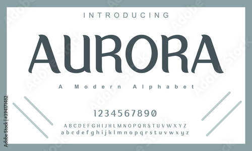 Aurora font. Elegant alphabet letters font and number. Lettering Minimal Fashion Designs. Typography fonts regular uppercase and lowercase. vector illustration