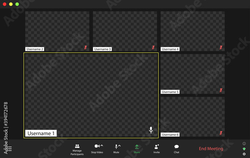 Video conference user interface, video conference calls window overlay
