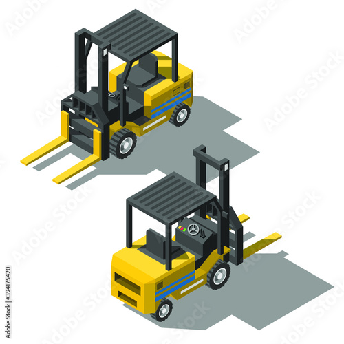 Abstract Isometric 3D Loader Transport Vector Design Style