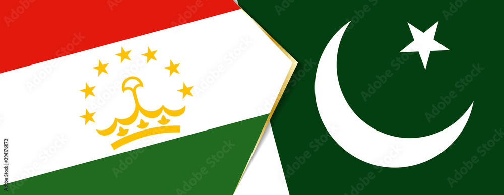 Tajikistan and Pakistan flags, two vector flags. Tajikistan and Pakistan flags, two vector flags.