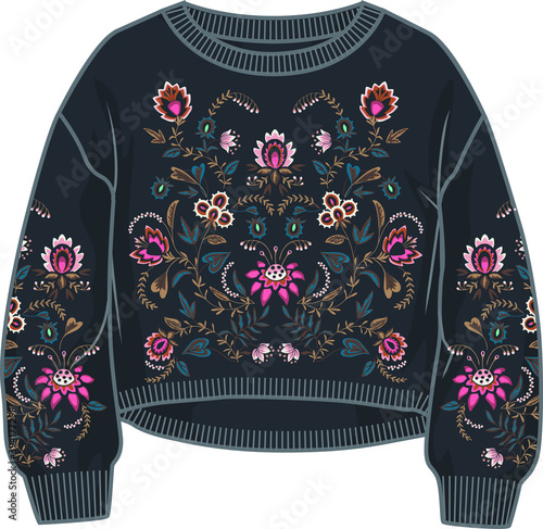 Printed sweatshirt design for kids. Editable vector SWEATSHIRT sketch.