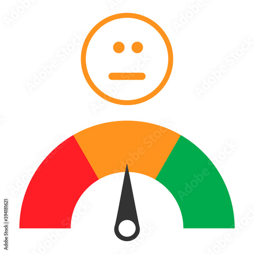 Customer icon emotions satisfaction meter with neutral symbol on background