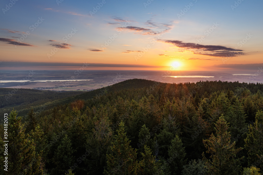 Naklejka premium sunrise over the mountains poland lower silesian