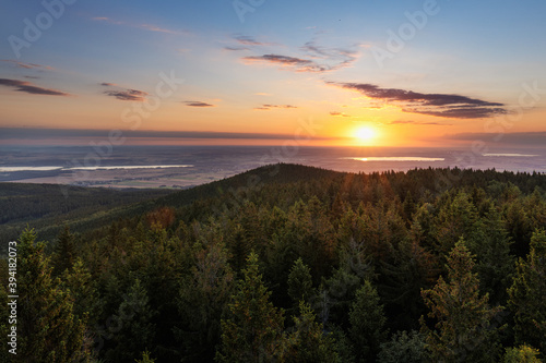 Fototapeta Naklejka Na Ścianę i Meble -  sunrise over the mountains poland lower silesian