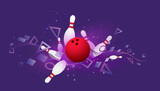 Vector bowling sport. Abstract futuristic sports background.