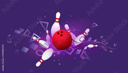 Vector bowling sport. Abstract futuristic sports background.