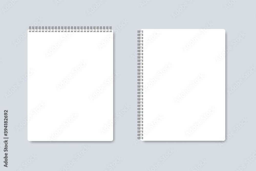 Realistic notebook with white sheets. Set of different notepad. Blank sheets of paper. Realistic notebook with white sheets. Set of different notepad. Blank sheets of paper.