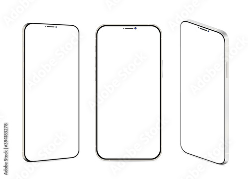 realistic smartphones vector with blank screen, isolated on white background