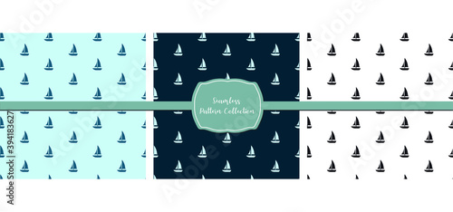 Sailboat pattern collection. Minimalist image.