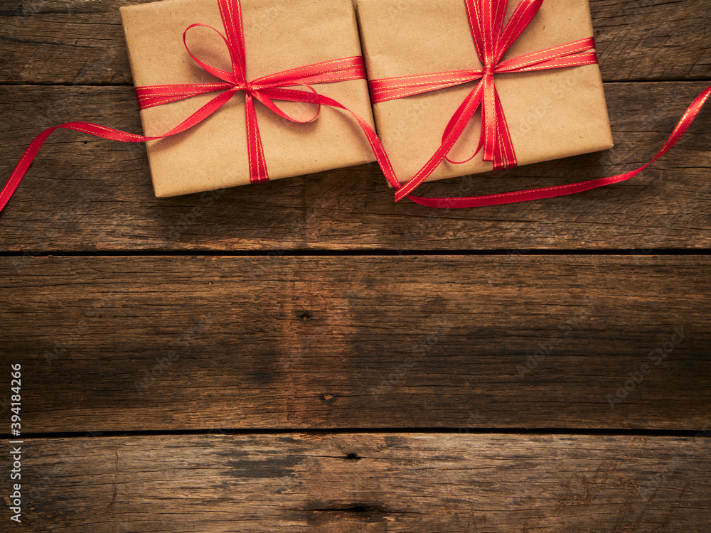 Christmas gift boxes on wood background Christmas gift boxes on wood background