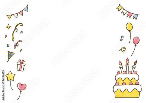 frame of happy birthday with handwritten lines