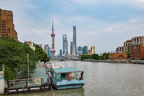 The beautiful view of the Bund in Shanghai, China photo