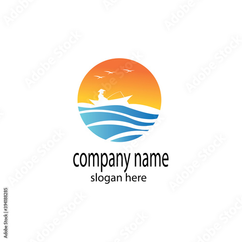 Free Download fisherman logo abstract circle illustration with nature color design vector template - GFXLoad