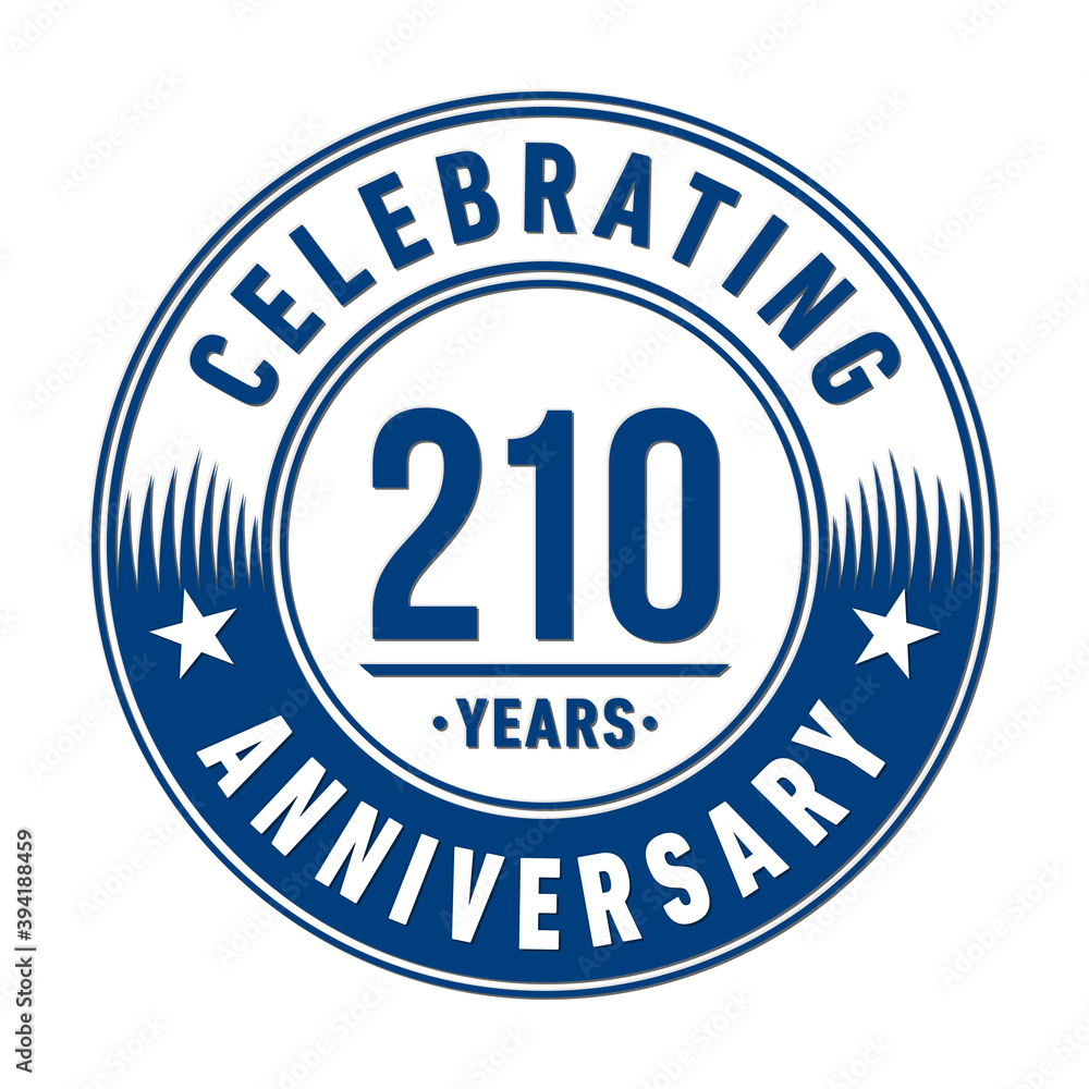 210 years anniversary logo template. 210th years anniversary celebration design. Vector and illustration. 210 years anniversary logo template. 210th years anniversary celebration design. Vector and illustration.