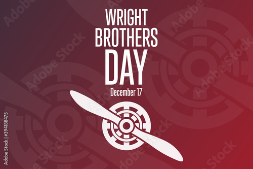 Wright Brothers Day. December 17. Holiday concept. Template for background, banner, card, poster with text inscription. Vector EPS10 illustration.