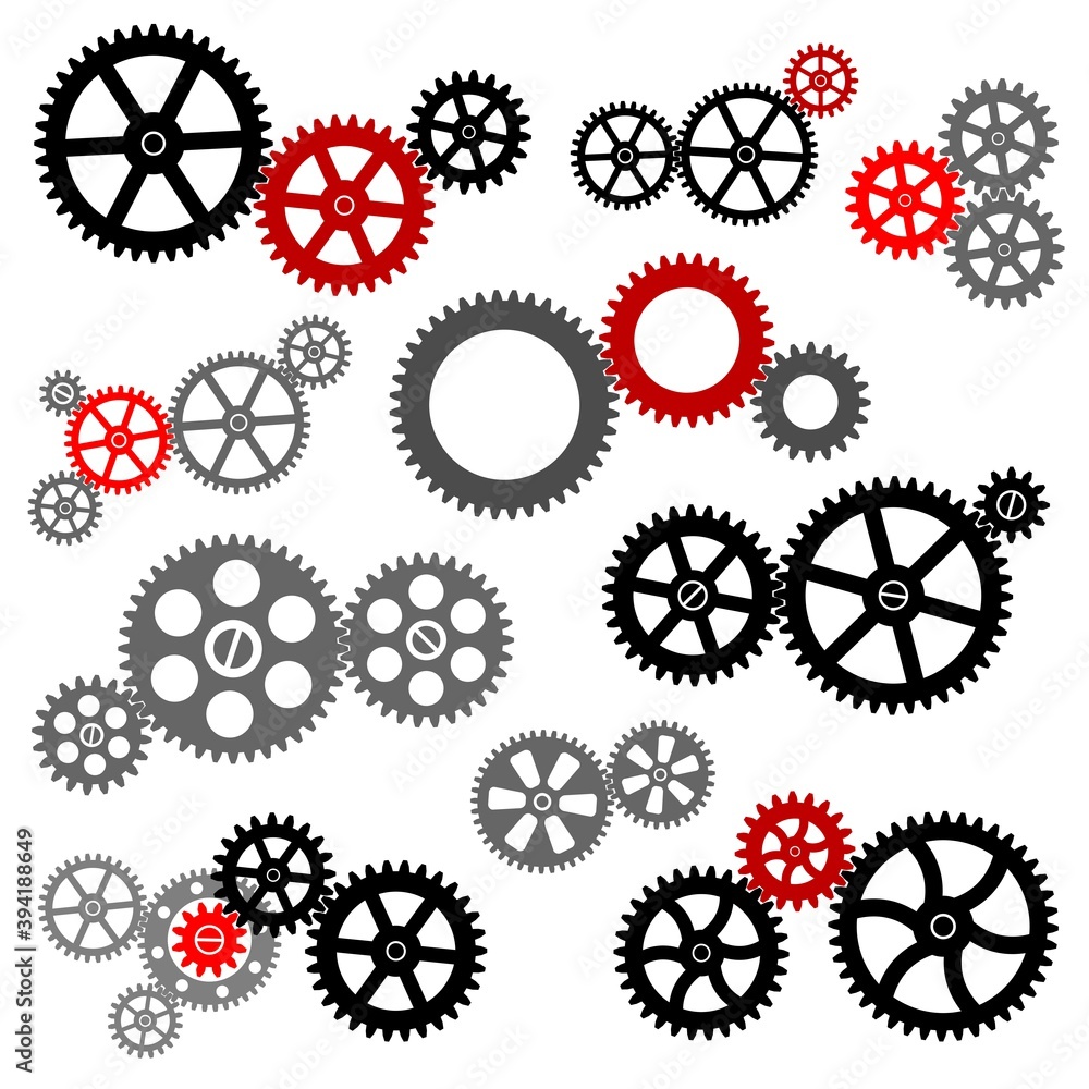 Cogwheel Gear Mechanism.
Set of gears on a white background. Vector illustration. Cogwheel Gear Mechanism.
Set of gears on a white background. Vector illustration.