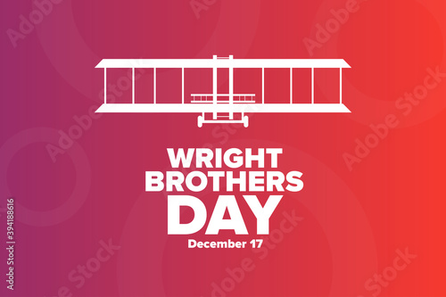 Wright Brothers Day. December 17. Holiday concept. Template for background, banner, card, poster with text inscription. Vector EPS10 illustration.