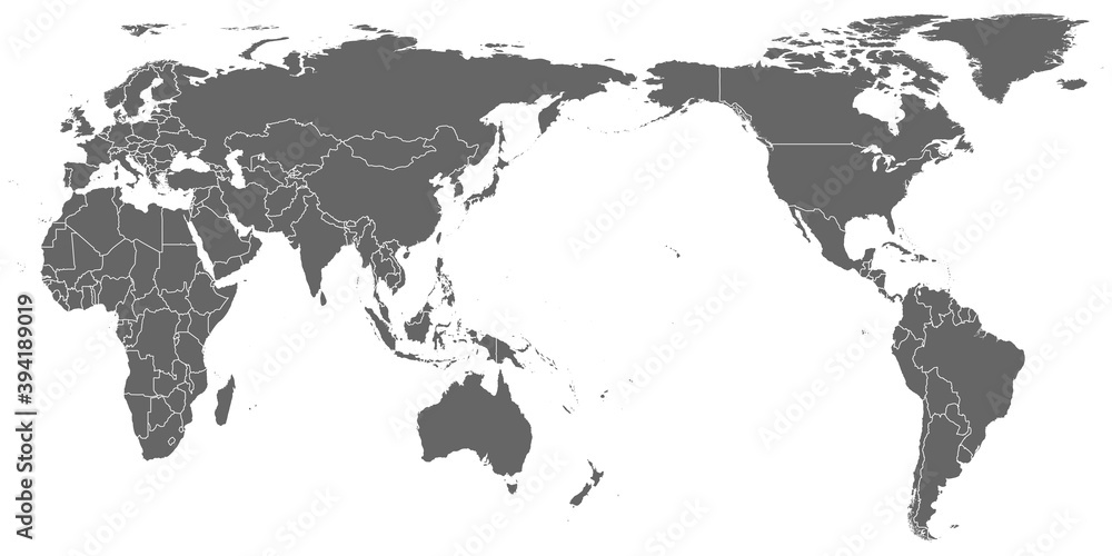 World Map vector. Gray similar world map blank vector on white background.  Gray similar world map with borders of all countries.  High quality world  map.  Stock vector. EPS10.