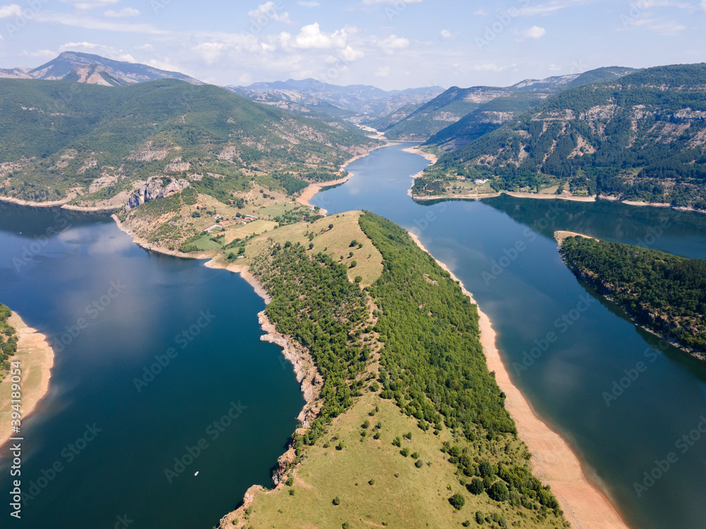 Obraz premium Arda River meander and Kardzhali Reservoir, Bulgaria