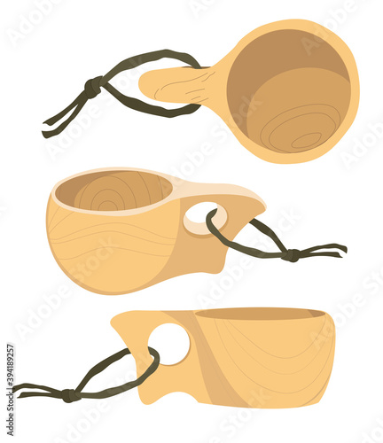 Kuksa. Wooden handmade mug in brutal style traditional in Finland and bushcraft community