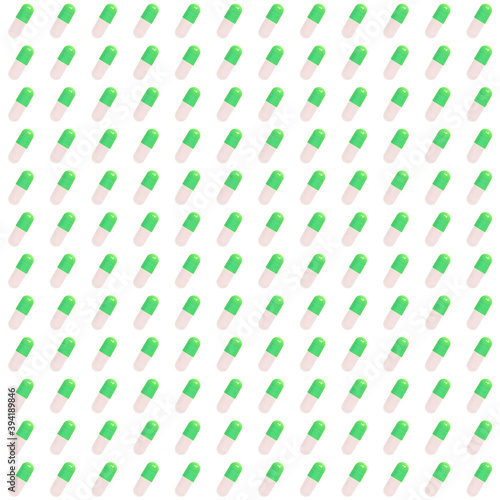 pattern of green pills on a white background