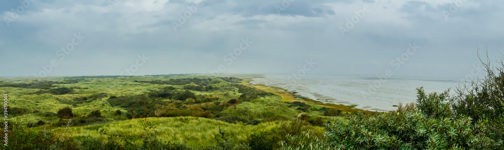 View over the dunes and wetlands of Ameland, Holland