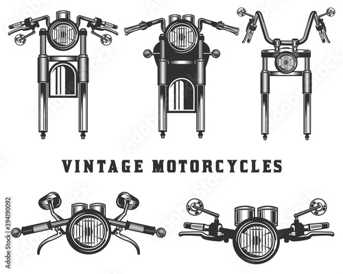 Canvas Print Vintage Custom Motorcycle elements and parts
