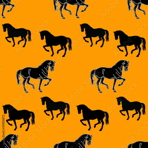 seamless background with prancing horses. the pattern is endless