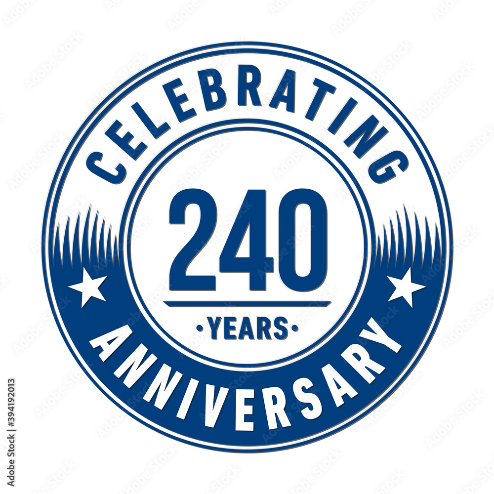 240 years anniversary logo template. 240th years anniversary celebration design. Vector and illustration.
