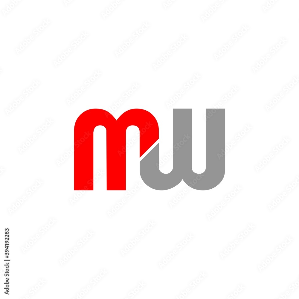 Initial letter MW logo isolated on white background