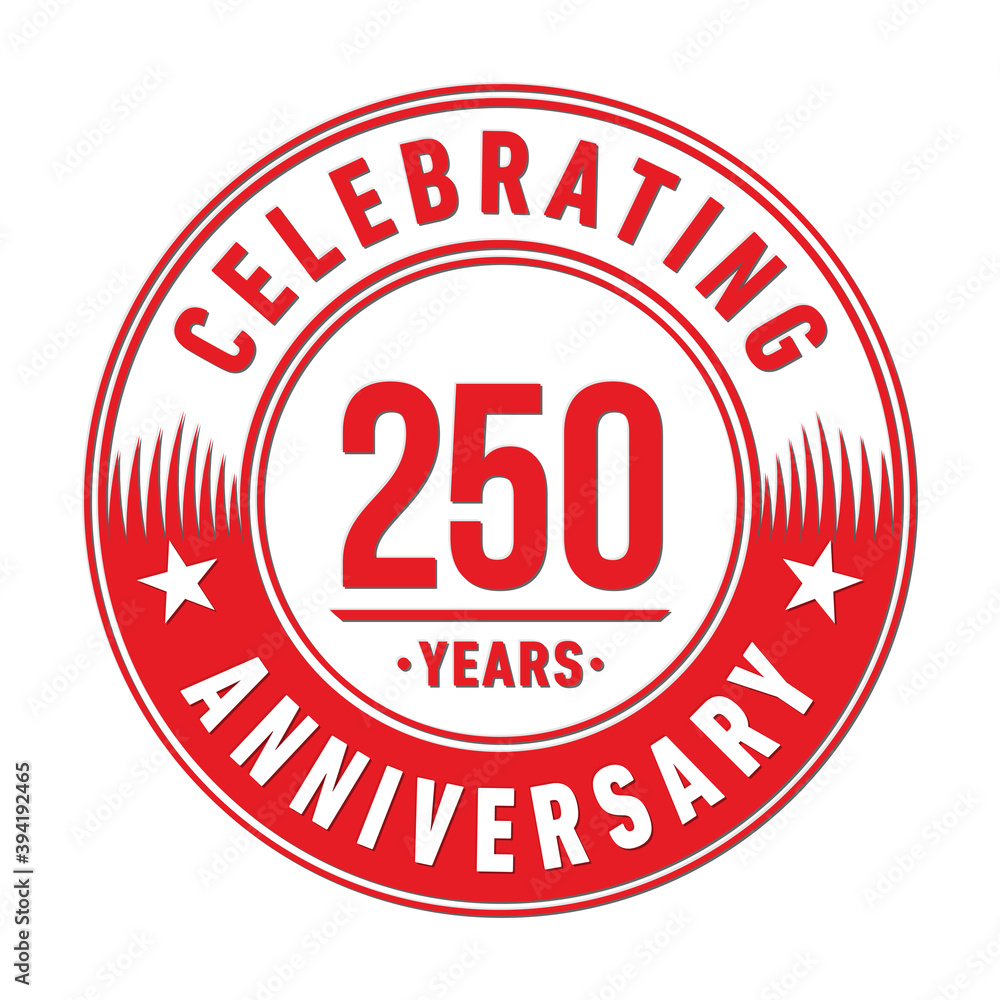 250 years anniversary logo template. 250th years anniversary celebration design. Vector and illustration.