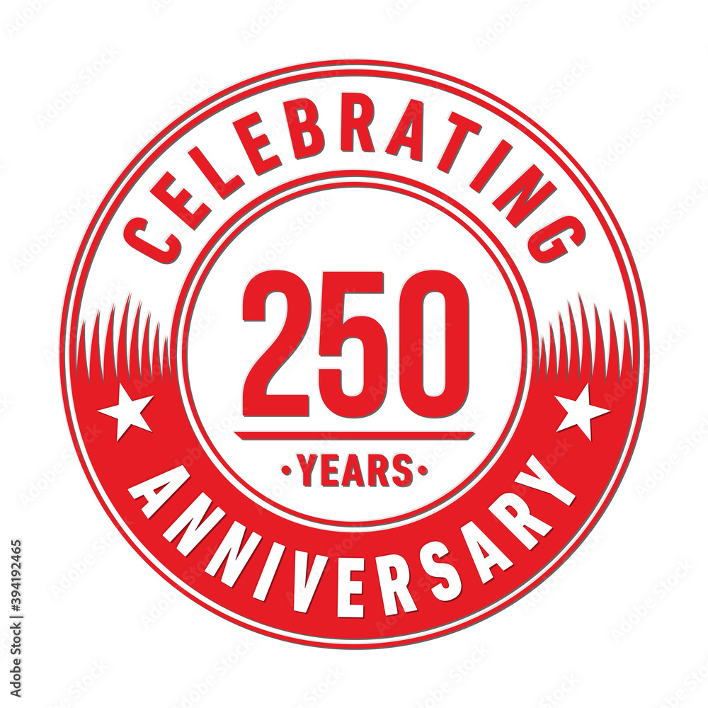 250 years anniversary logo template. 250th years anniversary celebration design. Vector and illustration. 250 years anniversary logo template. 250th years anniversary celebration design. Vector and illustration.