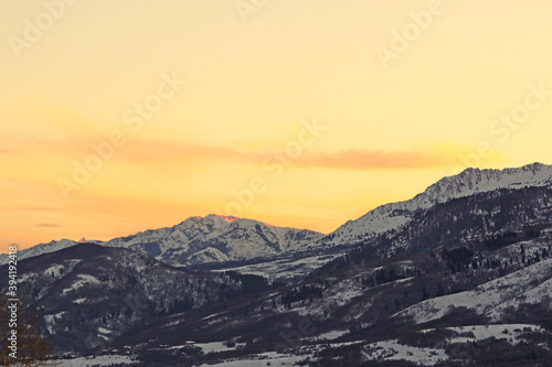 Sunset on the Wasatch Front mountains, Utah