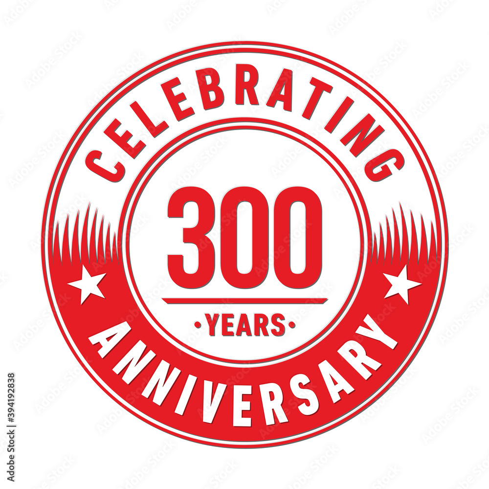 300 years anniversary logo template. 300th years anniversary celebration design. Vector and illustration.