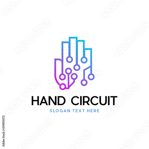 Hand Circuit Modern Abstract Technology Icon Logo, Digital technology, cyber security abstract business logo. robot hand icon, artificial intelligence, future technology, 