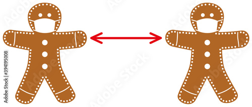 lebkuchenmänner mit maske und abstand photo
